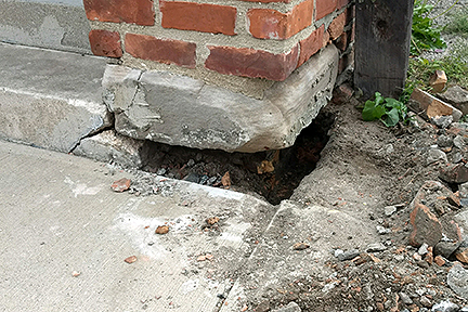 29 South Erie Street foundation corner restoration