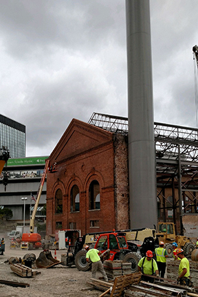 GLCR Steam powerplant restoration wall and stack