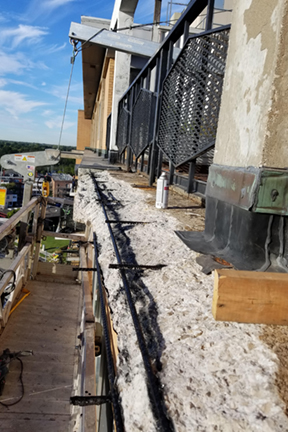 Great Lakes Concrete Restorations roof deck level cantelevered eyebrow 